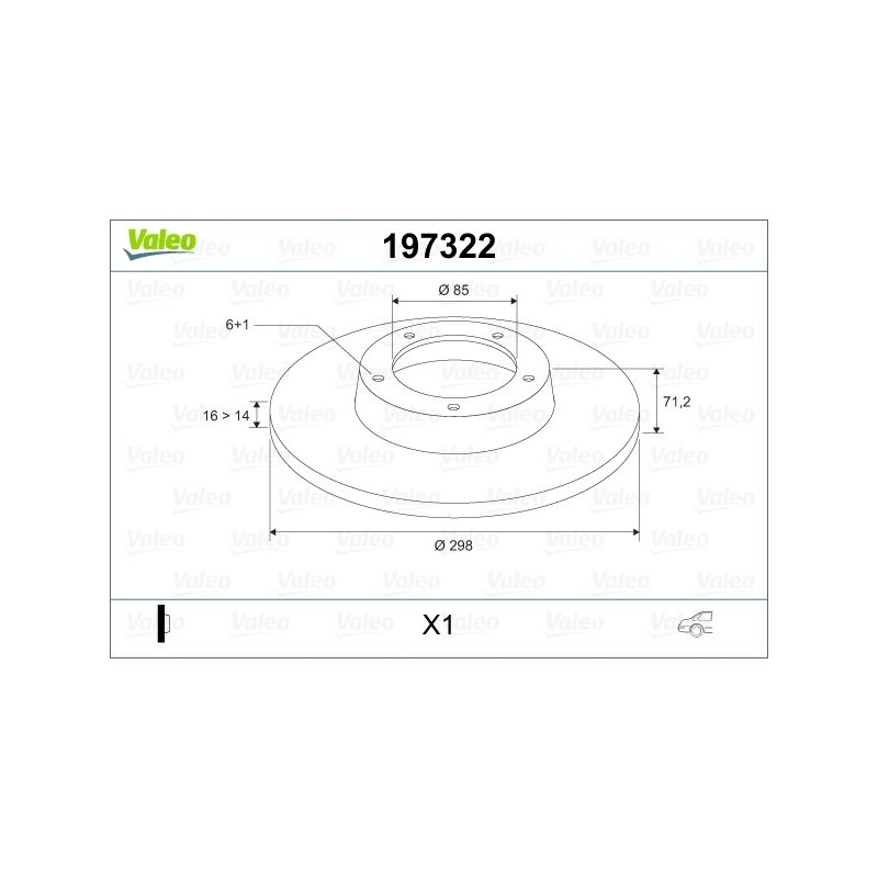 Disque de frein VALEO 197322 pour MERCEDES, VW SPRINTER, CRAFTER VALEO