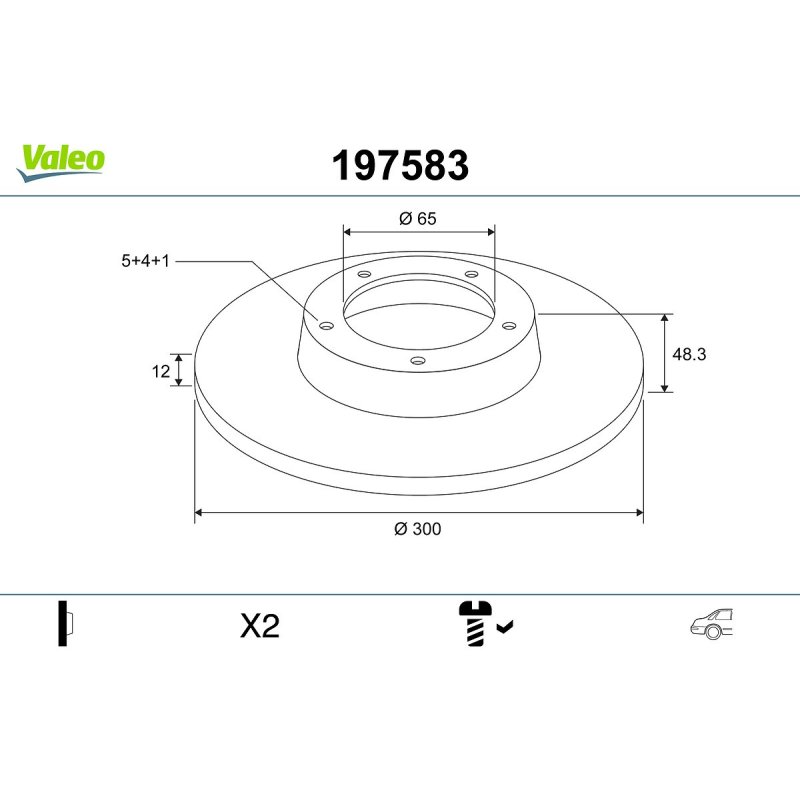 Disque de frein VALEO 197583 pour AUDI, SEAT, SKODA, VW OE 3Q0615601 VALEO