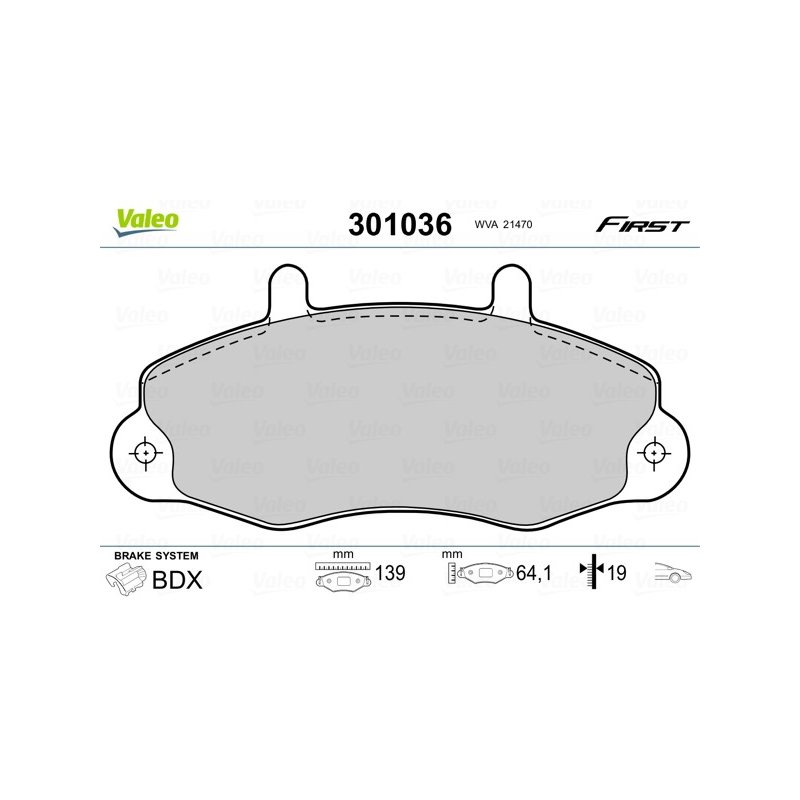 Jeu de plaquettes de frein VALEO 301036 pour FORD TRANSIT OE 1074971 VALEO