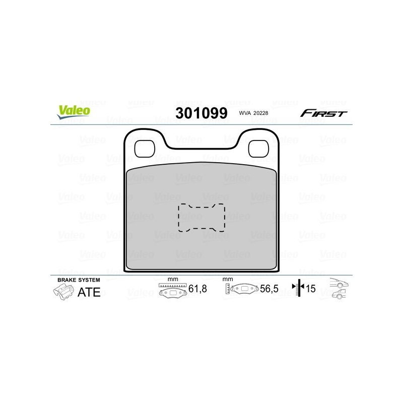 Jeu de plaquettes de frein VALEO 301099 pour ALFA ROMEO, AUDI, BEDFORD, BMW et plus. VALEO