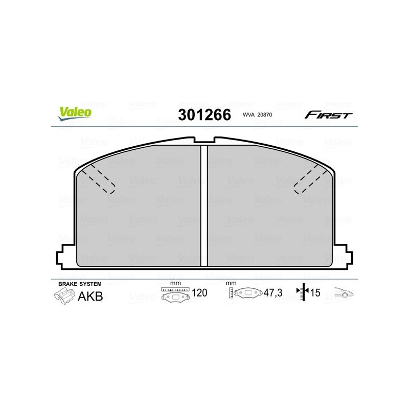 Jeu de plaquettes de frein VALEO 301266 pour TOYOTA OE 04465-01010 VALEO