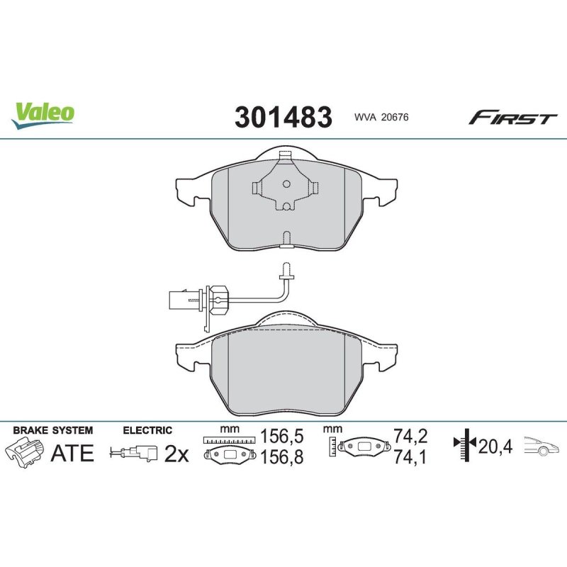 Plaquettes de frein VALEO 301483 pour AUDI, SEAT, SKODA, VW OE 4B0698151AE VALEO