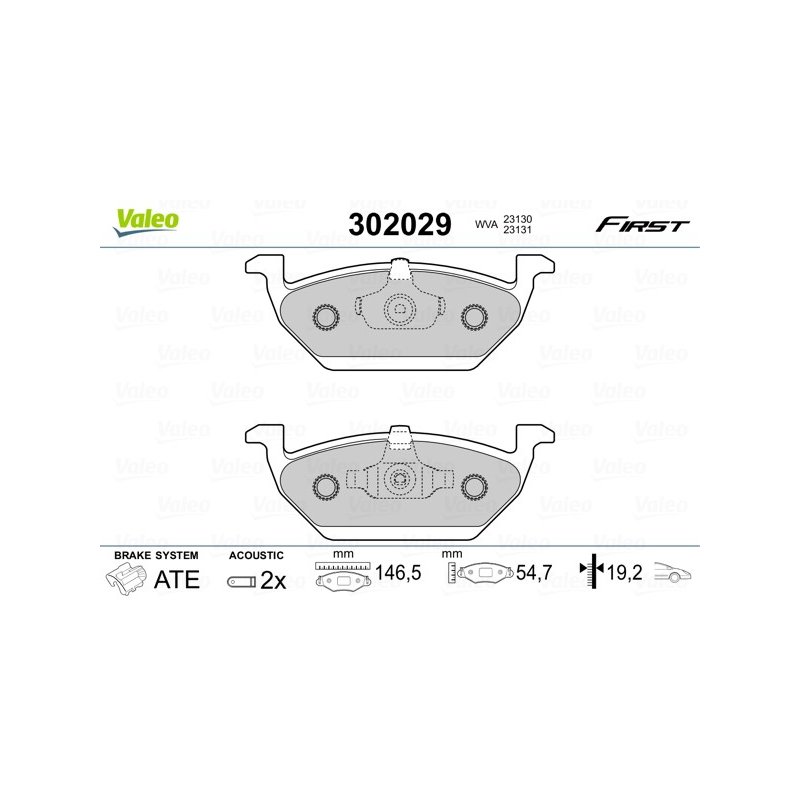 Jeu de plaquettes de frein VALEO 302029 pour AUDI, SEAT, SKODA, VW OE 1J0698151 VALEO