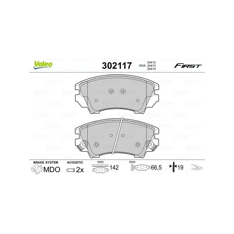 Jeu de plaquettes de frein VALEO 302117 pour CHEVROLET, HOLDEN, VAUXHALL et plus encore... VALEO