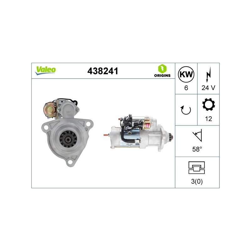 Démarreur VALEO 438241 pour camions RENAULT, VOLVO OE M9T62172 VALEO