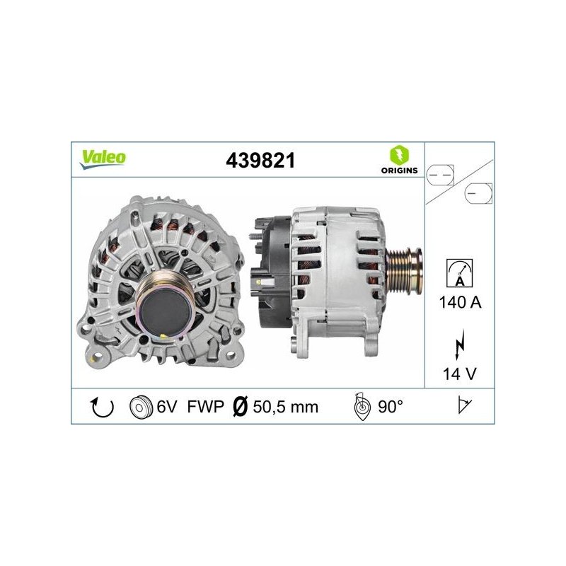 Alternateur VALEO 439821 pour AUDI, SEAT, SKODA, VW OE 04E903023K VALEO