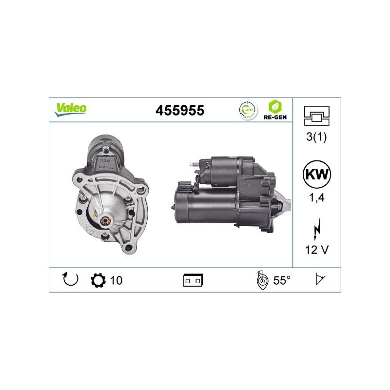 Démarreur VALEO 455955 pour CITROEN, FIAT, PEUGEOT OE 95667753 VALEO
