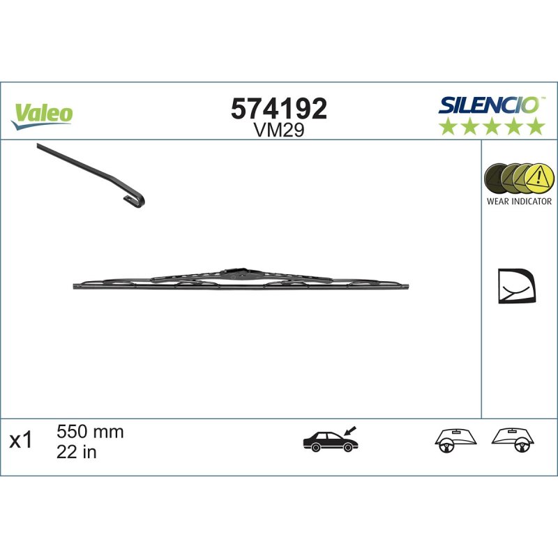 Balai d'essuie-glace VALEO 574192 pour AUDI, MERCEDES, PORSCHE, VOLVO VALEO