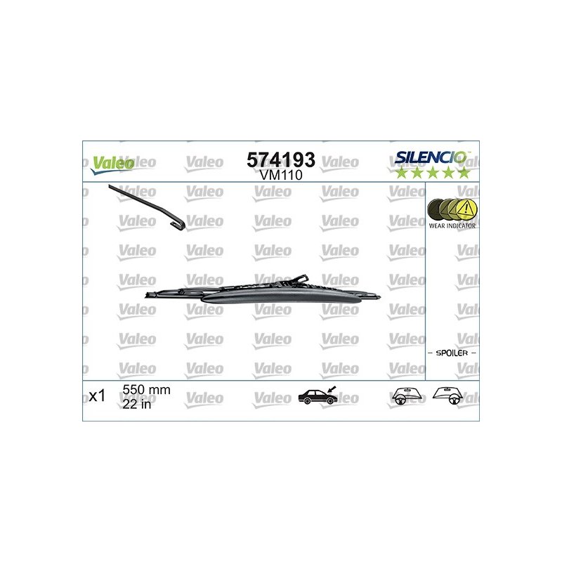 Balai d'essuie-glace VALEO 574193 pour AUDI, FIAT, PEUGEOT OE 4B0955427 VALEO