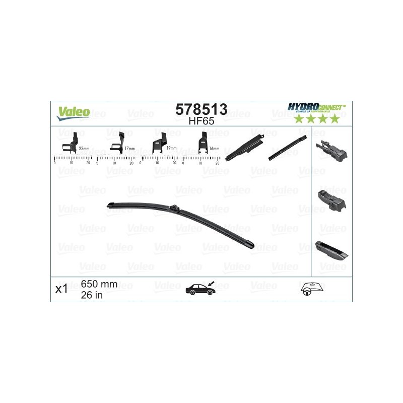 Essuie-glace VALEO 578513 pour ABARTH, ALFA ROMEO, AUDI, BMW et plus encore... VALEO