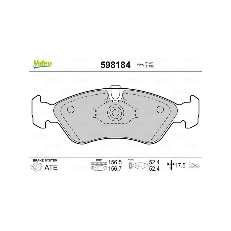 Jeu de plaquettes de frein VALEO 598184 pour CHEVROLET, DAEWOO, GM KOREA et plus encore... VALEO