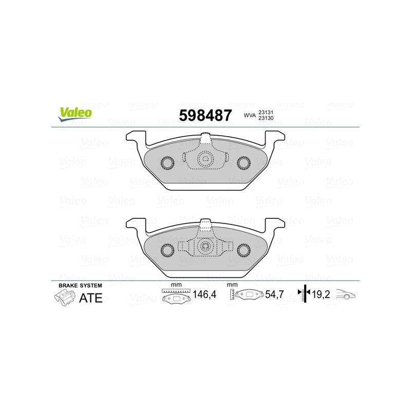 Jeu de plaquettes de frein VALEO 598487 pour AUDI, SEAT, SKODA, VW OE 1J0698151 VALEO