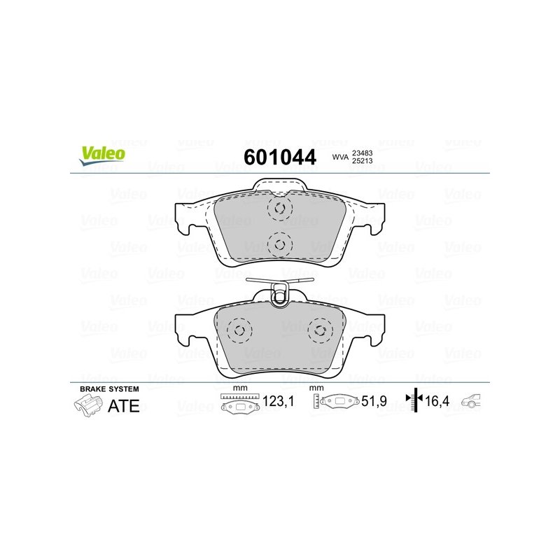 Jeu de plaquettes de frein VALEO 601044 pour FORD, MAZDA, VAUXHALL, VOLVO OE 1683383 VALEO