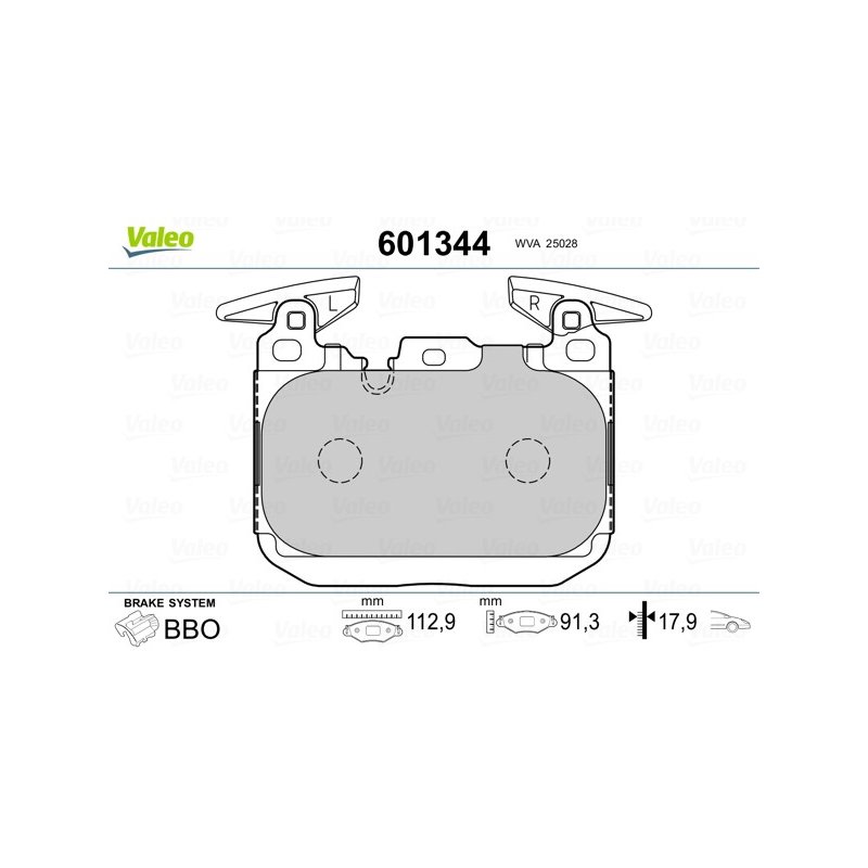 Jeu de plaquettes de frein VALEO 601344 pour BMW OE 2284969 VALEO