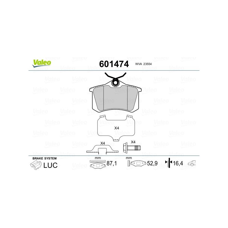 Plaquettes de frein VALEO 601474 pour AUDI, RENAULT, SEAT, SKODA, VW VALEO