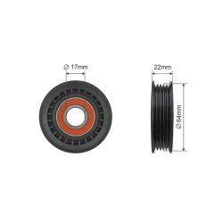 V ribbed Belt Deflection Pulley AMCP-32385-ME074 OE Ref 1662020319