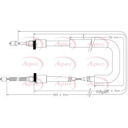 Handbrake Cable APEC CAB1616 OE Ref 364005982R