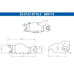 Kit de mâchoires de frein à main ATE 03.0137-9710.2 pour MERCEDES OE A2214200089