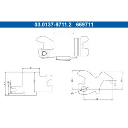 Kit de mâchoires de frein à main ATE 03.0137-9711.2 pour VW CRAFTER, GRAND