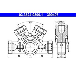 Pipe Banjo Fitting ATE 03.3524-0300.1 OE Ref A0004281524