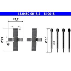 Brake Pad Accessory Kit ATE 13.0460-0018.2 OE Ref 34111113664