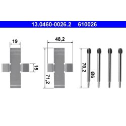 Brake Pad Accessory Kit ATE 13.0460-0026.2 OE Ref 0004210291