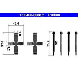 Brake Pad Accessory Kit ATE 13.0460-0088.2 OE Ref 272643