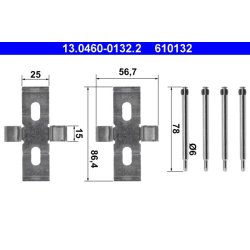 Brake Pad Accessory Kit ATE 13.0460-0132.2 OE Ref 0009914060