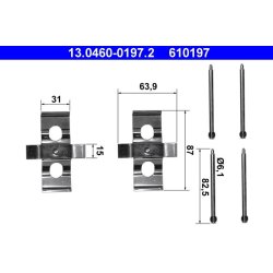 Brake Pad Accessory Kit ATE 13.0460-0197.2 OE Ref 0009917360