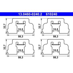 Brake Pad Accessory Kit ATE 13.0460-0240.2 OE Ref 410278957R
