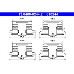Brake Pad Accessory Kit ATE 13.0460-0244.2 OE Ref D408M3NA0J