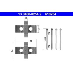 Brake Pad Accessory Kit ATE 13.0460-0254.2 OE Ref 9946598
