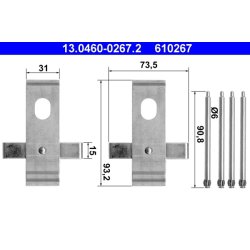 Brake Pad Accessory Kit ATE 13.0460-0267.2 OE Ref 34111164082