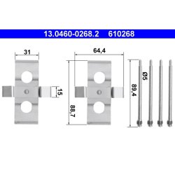 Brake Pad Accessory Kit ATE 13.0460-0268.2 OE Ref 0009919860