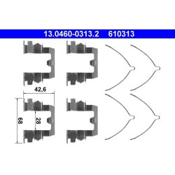 Brake Pad Accessory Kit ATE 13.0460-0313.2 OE Ref GJ253329Z