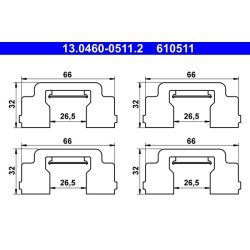 Kit d'accessoires pour plaquettes de frein ATE 13.0460-0511.2 pour CITROËN C6