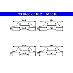 Brake Pad Accessory Kit ATE 13.0460-0516.2 OE Ref 1J0615231A