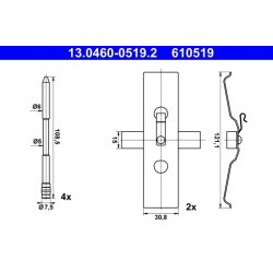 Brake Pad Accessory Kit ATE 13.0460-0519.2 OE Ref 7L6698269B