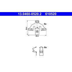 Brake Pad Accessory Kit ATE 13.0460-0520.2 OE Ref 4M0615269B