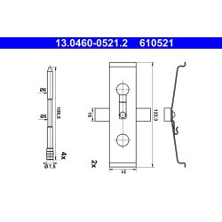 Brake Pad Accessory Kit ATE 13.0460-0521.2 OE Ref 8J0698269