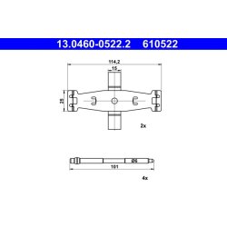 Brake Pad Accessory Kit ATE 13.0460-0522.2 OE Ref 0014213091