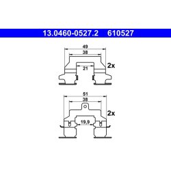 Brake Pad Accessory Kit ATE 13.0460-0527.2 OE Ref D4080EG50C