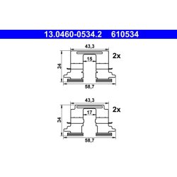 Brake Pad Accessory Kit ATE 13.0460-0534.2 OE Ref GHY92649ZB
