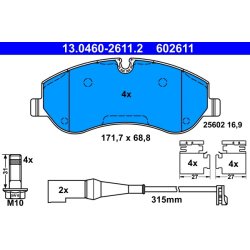Brake Pad Set ATE 13.0460-2611.2 OE Ref BK212K021AA