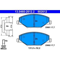 Brake Pad Set ATE 13.0460-2612.2 OE Ref 6RU698151A