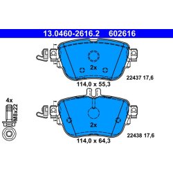Brake Pad Set ATE 13.0460-2616.2 OE Ref A0004209203