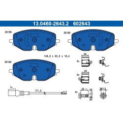 Brake Pad Set ATE 13.0460-2643.2 OE Ref 5WA698151A