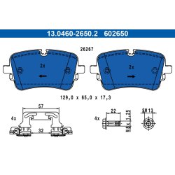 Brake Pad Set ATE 13.0460-2650.2 OE Ref 4M0698451AD