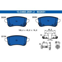 Jeu de plaquettes de frein ATE 13.0460-2651.2 pour NISSAN, RENAULT, OE 44060-00Q3C