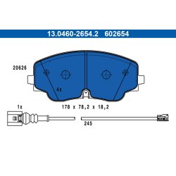 Brake Pad Set ATE 13.0460-2654.2 OE Ref 5WA698151M